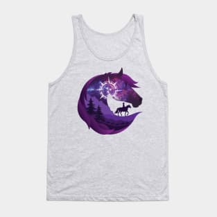 Horse Head Trail Riding Silhouette • Galaxy Tank Top